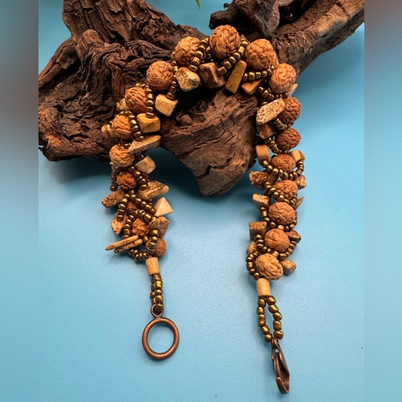 Unique bracelet, EUC. Made from natural stone, copper colored beads and seeds?? - Picture 3 of 5